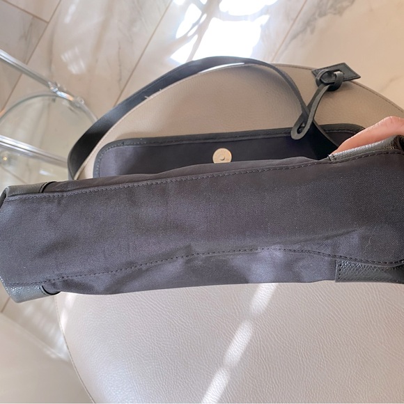 LE TANNEUR 1898 Paris Black Shoulder Hobo Bag Leather And Nylon - Picture 9 of 14